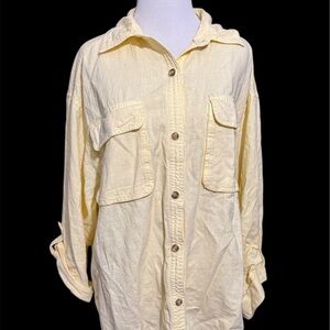 We The Free Light Yellow Casual Button Down Shirt